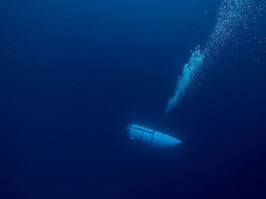 An undated photo shows tourist submersible belongs to OceanGate descents at a sea. Search