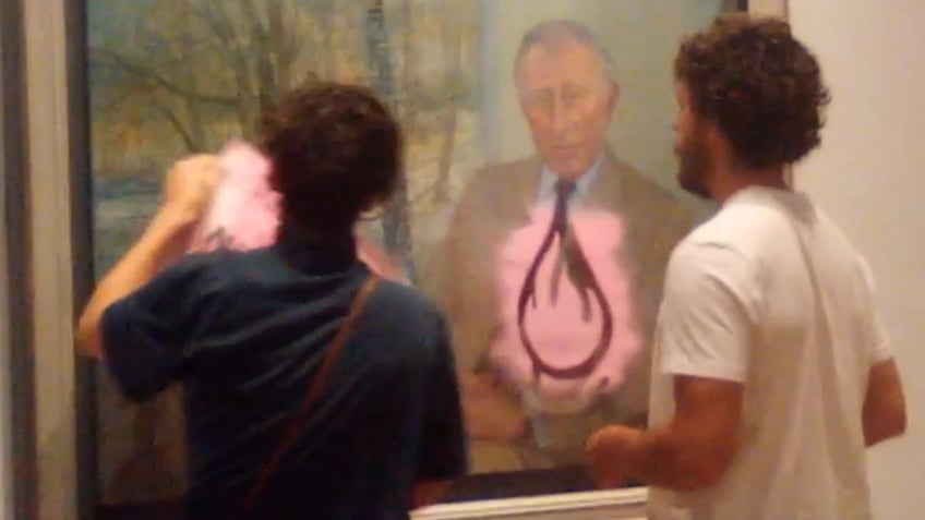 video captures climate activists defacing king charles iii portrait in scottish national gallery