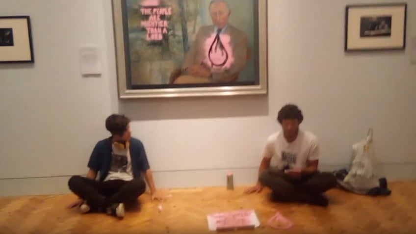 video captures climate activists defacing king charles iii portrait in scottish national gallery