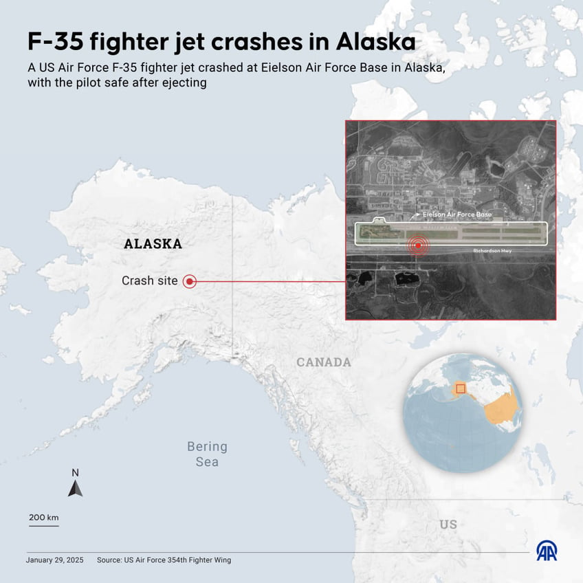 video pilot safe after us air force f 35 fighter jet crashes in alaska