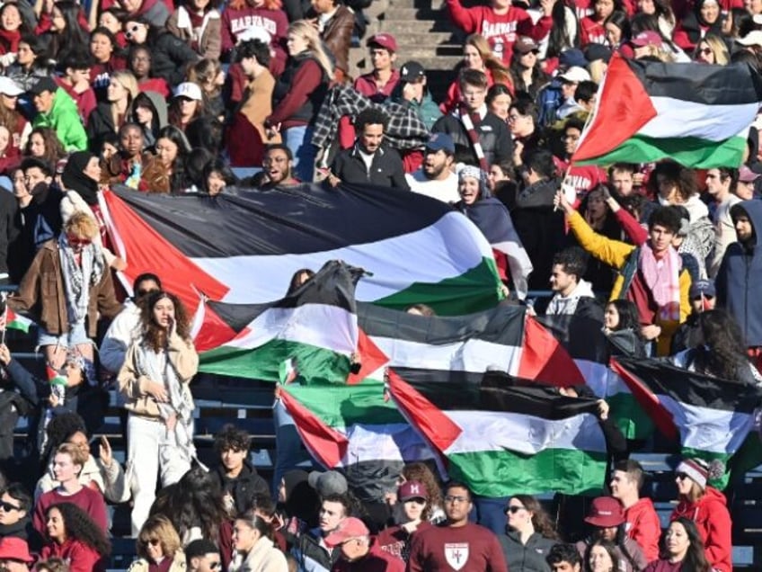 video pro hamas protesters crash harvard yale game