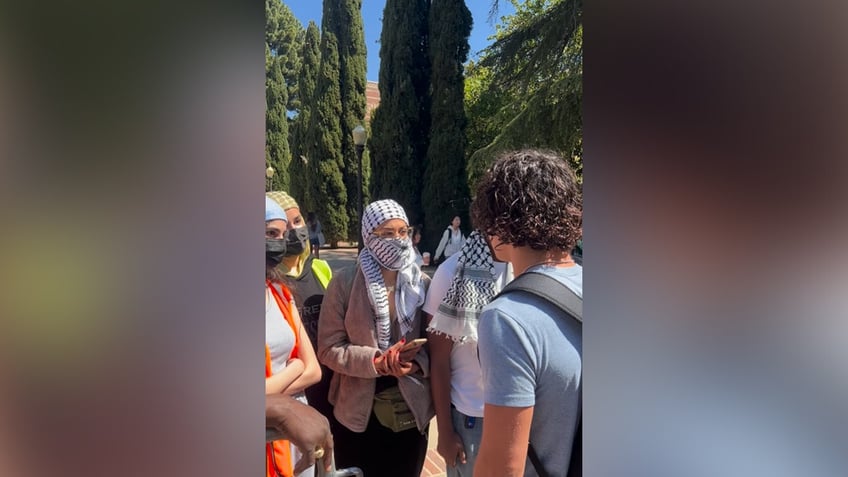 Eli Tsives blocked by protesters at UCLA