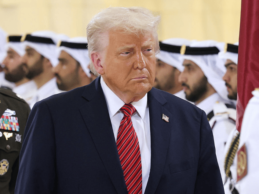 DOHA, QATAR - MAY 14: U.S. President Donald J. Trump participates in an arrival ceremony a