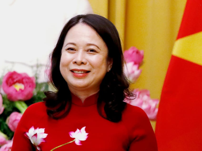 FILE - Vietnamese Vice President Vo Thi Anh Xuan shakes hands with Japanese Crown Prince Akishino, not shown, at the Presidential Palace in Hanoi, Vietnam, on Sept. 21, 2023. Xuan will serve as acting President after former President Vo Van Thuong resigned, after a little over a year in the position, amid an intense anti-corruption campaign, according to party mouthpiece Tuoi Tre. (AP Photo/Minh Hoang, File)