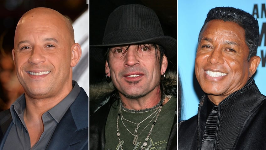 Vin Diesel, Tommy Lee, Jermaine Jackson side by side