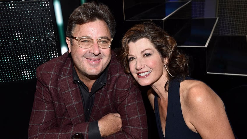 vince gill and amy grant smiling while at the cmt awards