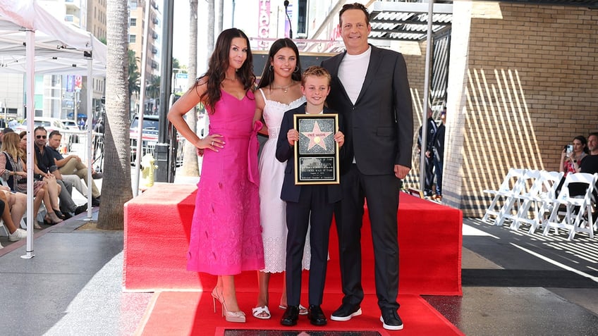 Vaughn made a rare appearance with his wife and children at his Hollywood Walk of Fame ceremony.