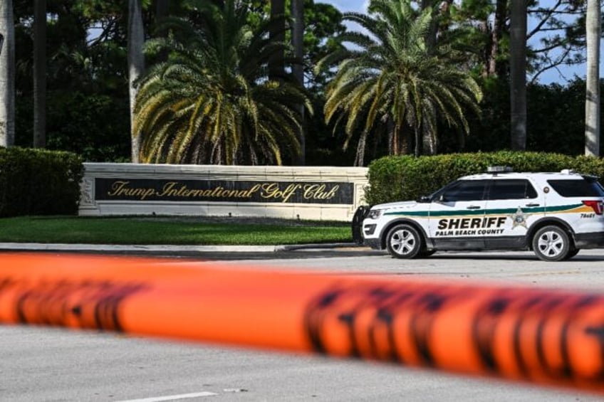 A street is blocked outside Trump International Golf Club in West Palm Beach, Florida, on