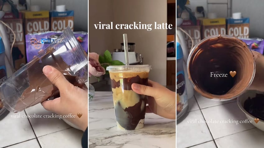 viral cracking latte split