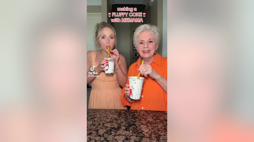 Emma Grace and Memama making fluffy coke