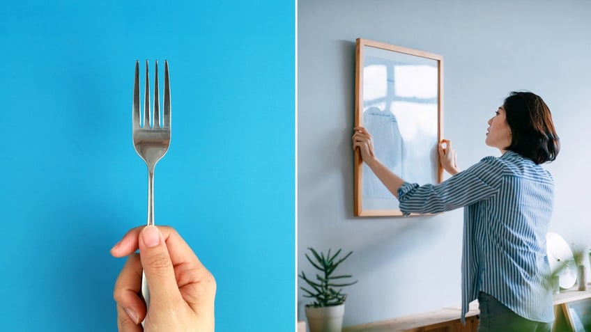 viral hack shows people using a kitchen fork to hang their pictures on walls heres how its done