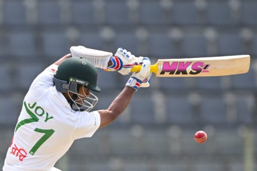 Bangladesh's Mahmudul Hasan plays a shot during the second day of the first Test against S