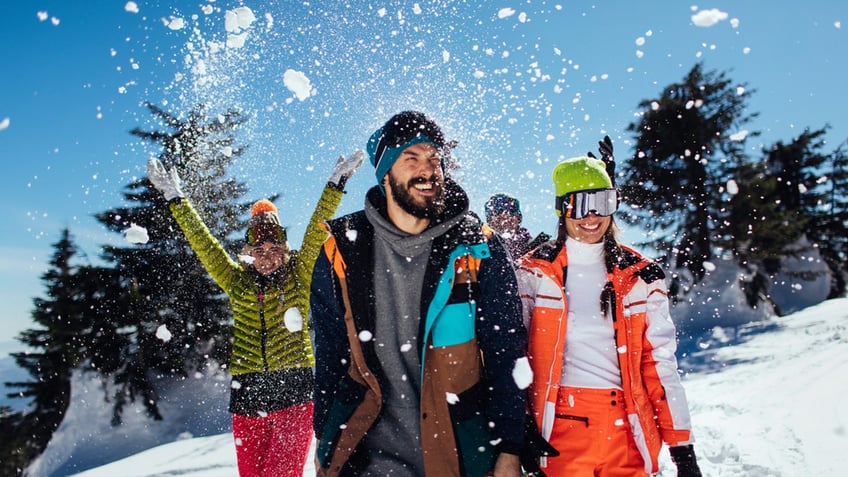 Friends skiing 