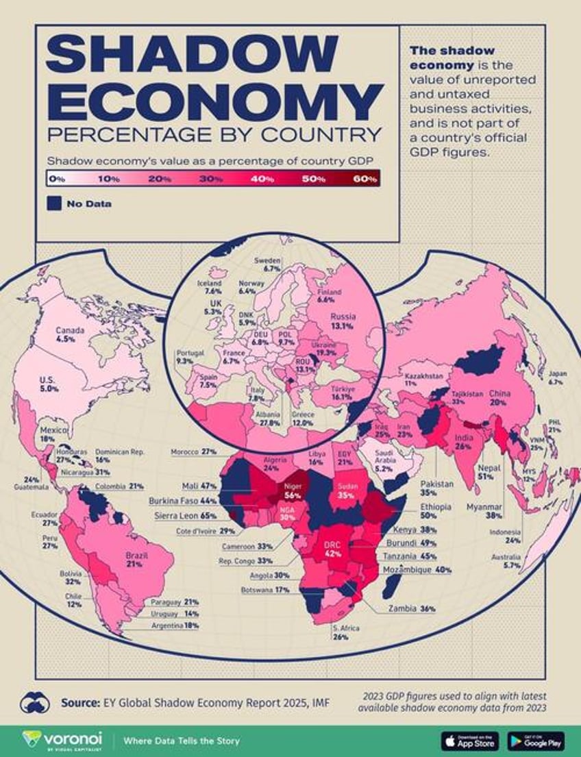 visualizing the size of each countrys shadow economy