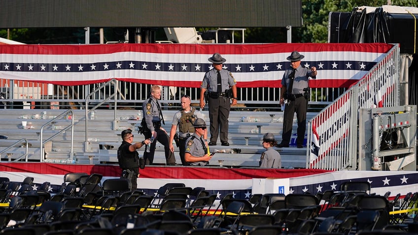 A campaign rally site for Republican presidential candidate former President Donald Trump