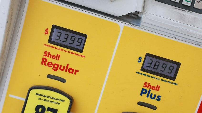 Gas prices on shell gas pump