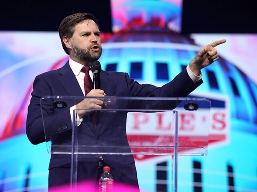 U.S. Senator J. D. Vance speaking with attendees at The People's Convention at Huntington