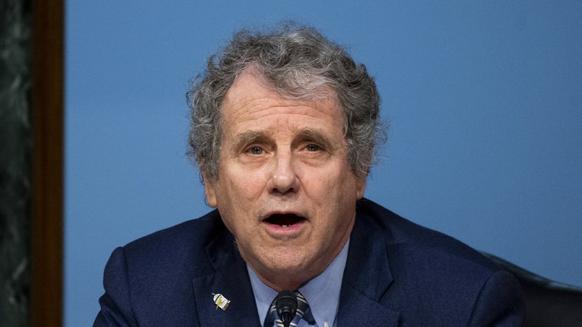 Senator Sherrod Brown, a Democrat from Ohio and chairman of the Senate Banking, Housing, and Urban Affairs Committee, speaks during a confirmation hearing