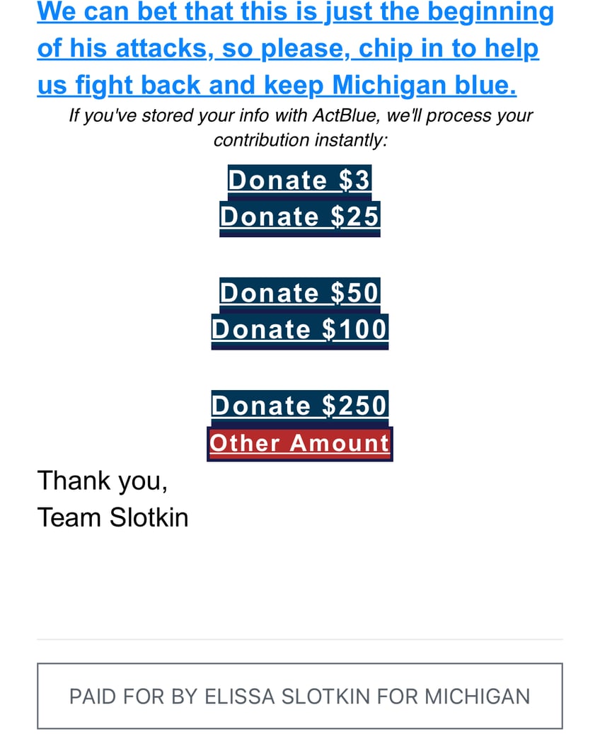 vulnerable michigan democrat elissa slotkins campaign attacks trumps michigan visit to bag donations in fundraising email