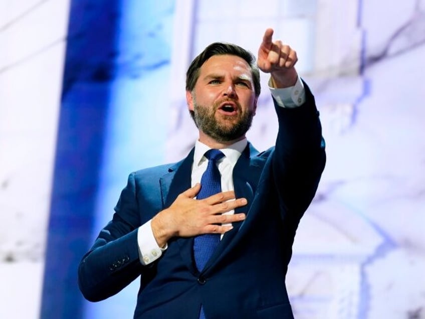 Senator JD Vance, a Republican from Ohio and Republican vice-presidential nominee, speaks