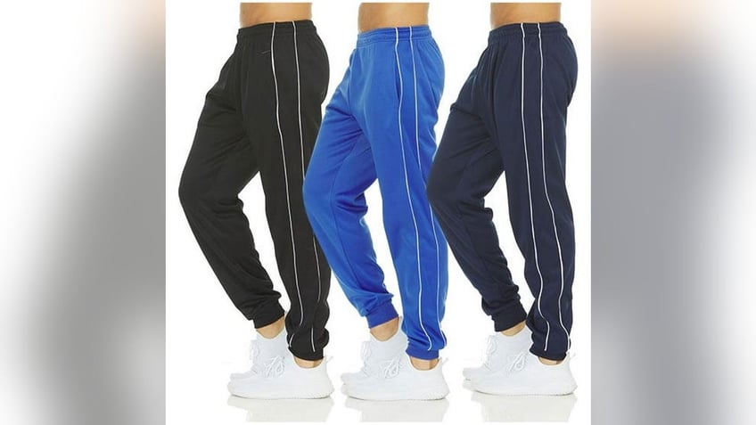 Stay comfortable with a three-pack of joggers. 