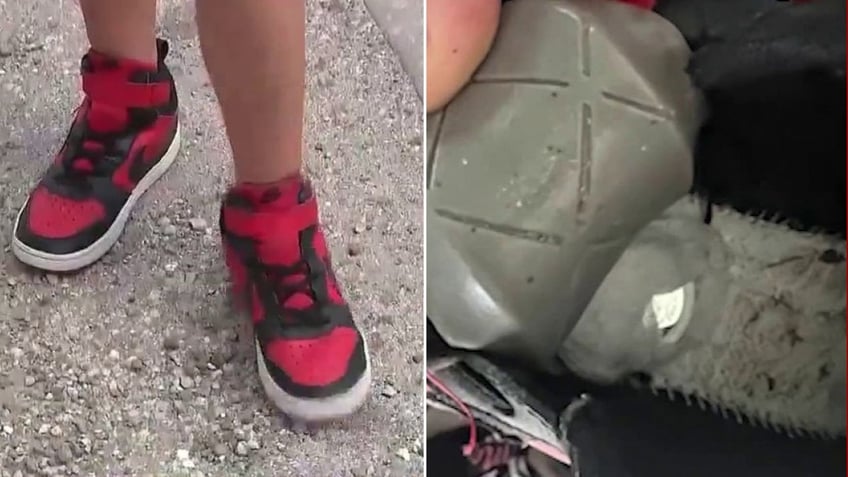 Jackie Giurleo's son Aidan's shoes and the AirTag hidden inside