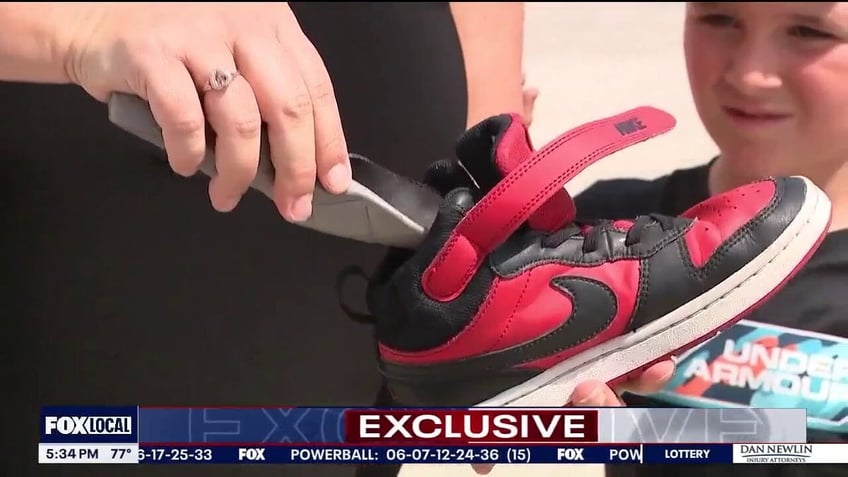 AirTag in Jackie Giurleo's son's shoe