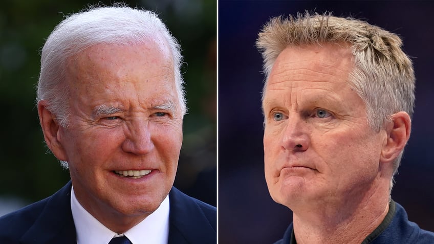 Joe Biden and Steve Kerr side by side