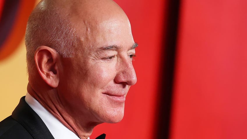 Jeff Bezos attends 2024 Vanity Fair Oscar Party Hosted by Radhika Jones at Wallis Annenberg Center for the Performing Arts on March 10, 2024 in Beverly Hills, California. (Photo by Leon Bennett/GA/The Hollywood Reporter via Getty Images)