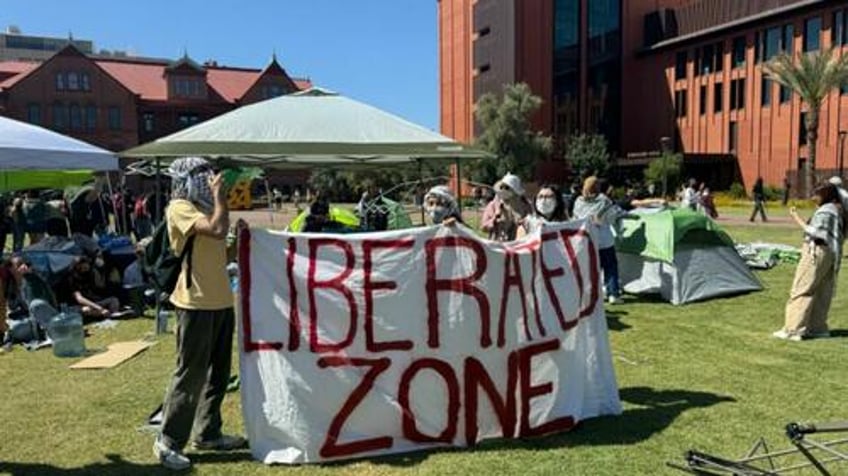 watch arizona state fraternity students tear down pro palestine encampment and boot out activists