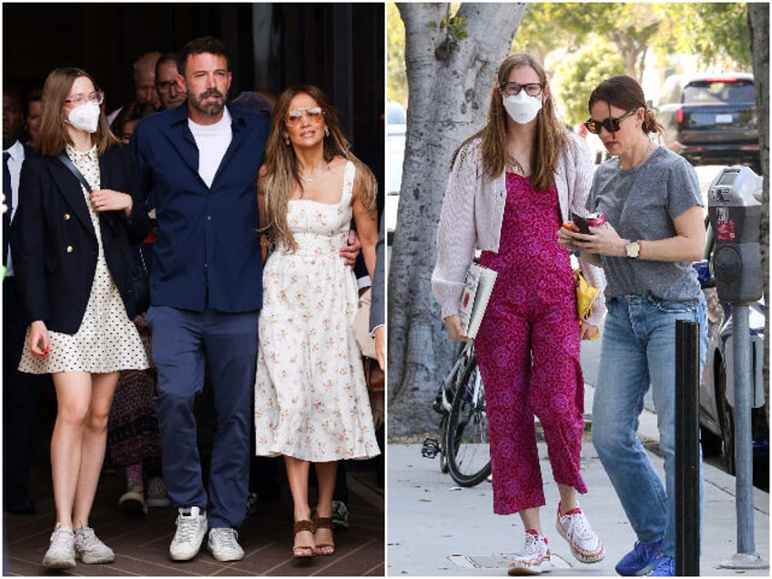 PARIS, FRANCE - JULY 23: Violet Affleck, Ben Affleck and Jennifer Lopez are seen leaving t