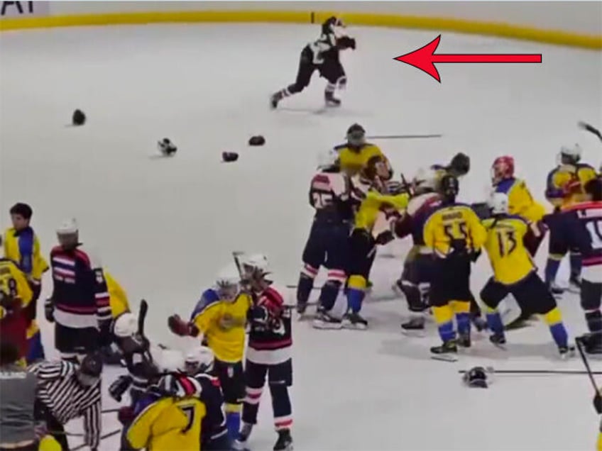 watch crazy fight erupts in hockey handshake line one player fights imaginary opponent