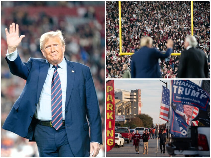 watch donald trump welcomed in south carolina by cheers chants of usa