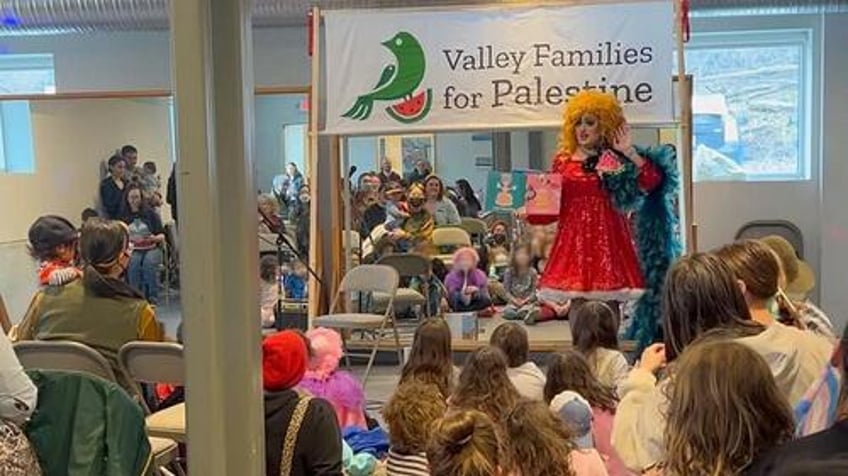 watch drag queen makes tiny kids chant free palestine