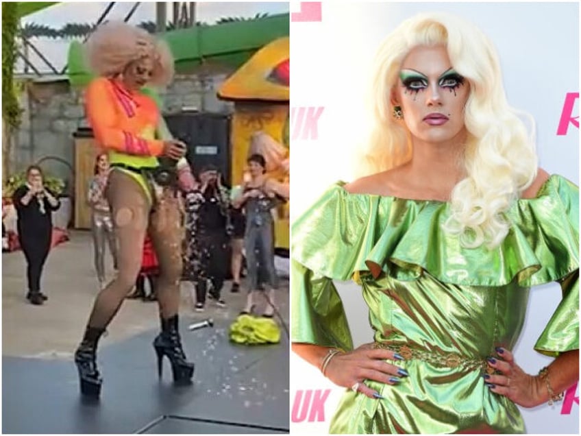 watch drag race uk star uses power tool to grind sparks from his crotch in front of children at theme park