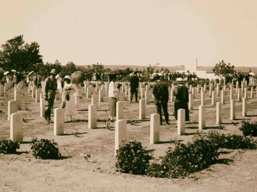 Various results of the war. War cemetery at Deir el-Belah. 1917, Gaza Strip, Dayr al Bala_ (Photo by: Sepia Times/Universal Images Group via Getty Images)