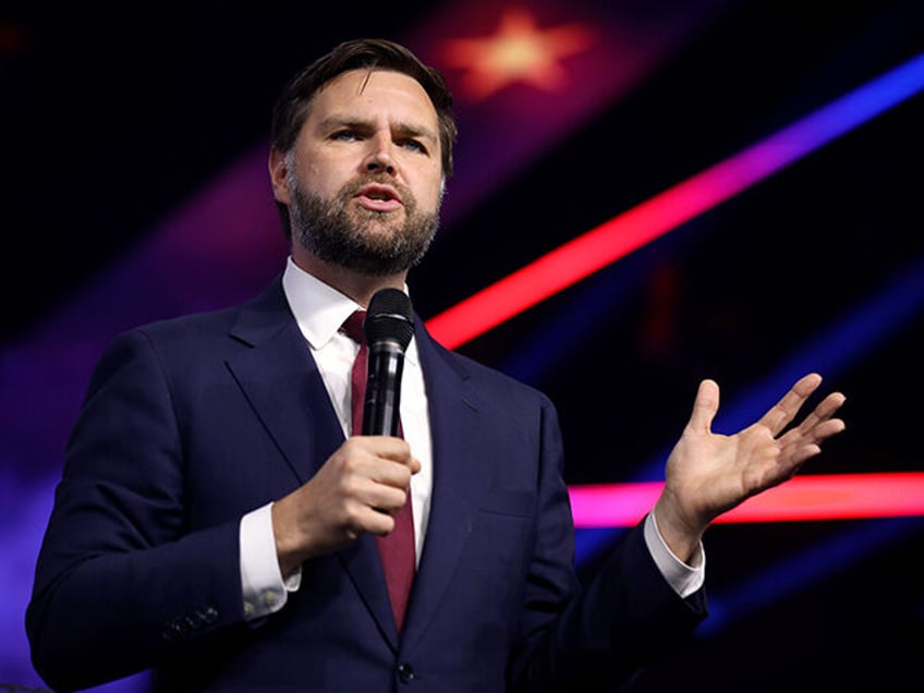 U.S. Senator J. D. Vance speaking with attendees at The People's Convention at Huntington