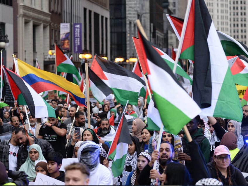 watch man fires gun into air after being swarmed by pro palestinian protesters in skokie