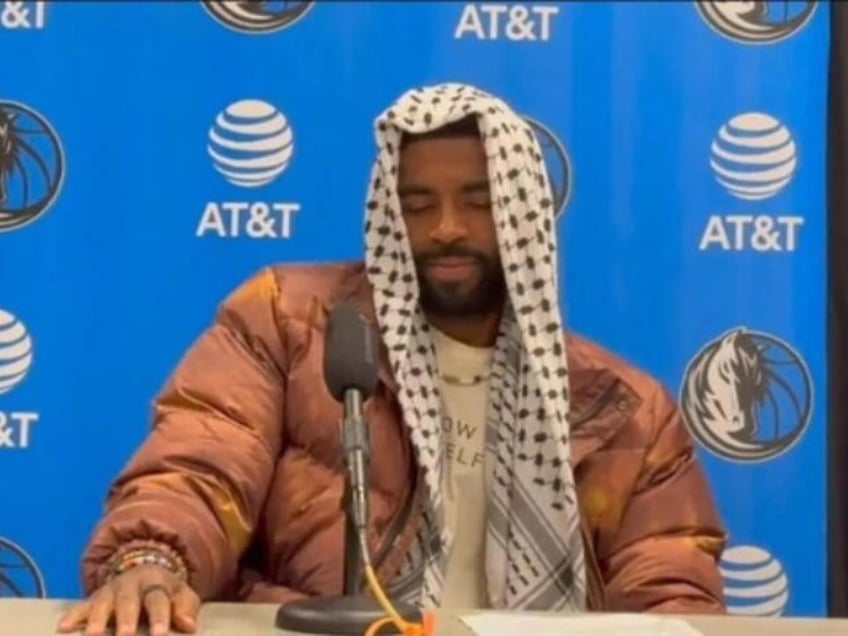 watch mavericks kyrie irving shows up to postgame presser wearing palestinian keffiyeh