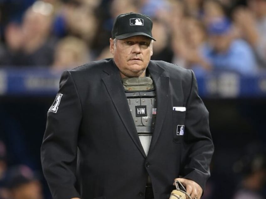 TORONTO, CANADA - APRIL 10: Home plate umpire Hunter Wendelstedt #21 during the Toronto Bl