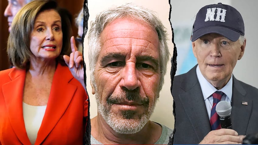 Pelosi, Epstein, Joe Biden from left to right
