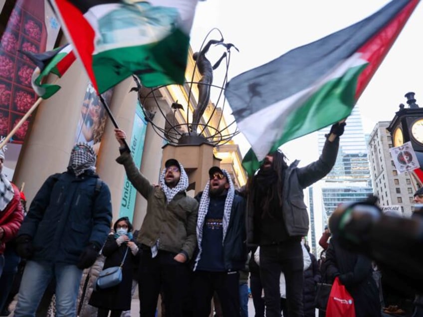 TORONTO, CANADA - JANUARY 4 : Pro-Palestinian demonstrators gather outside Union Station during a rally in Toronto, Ontario on January 4, 2024. Demonstrators demanding ceasefire gathered outside Union Station in downtown Toronto to protest against Israeli attacks on Gaza and to show solidarity with Palestinian people. (Photo by Mert Alper …