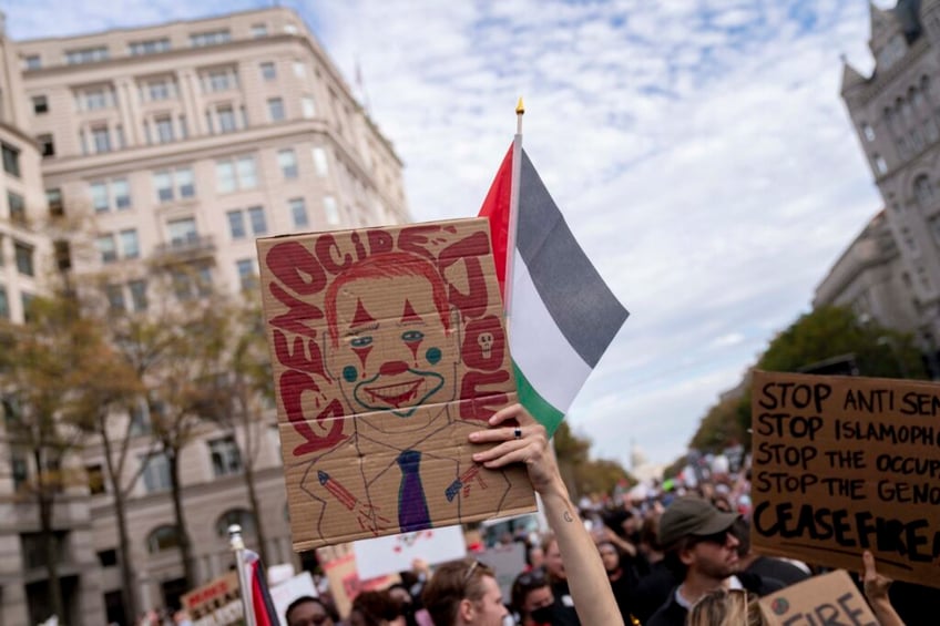 watch pro palestinian demonstrators call for intifada against israel in washington dc