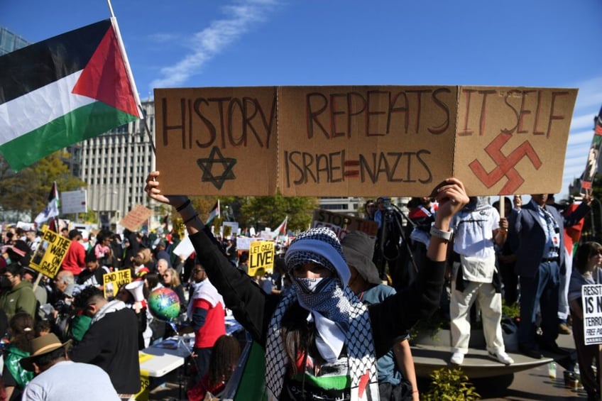 watch pro palestinian demonstrators call for intifada against israel in washington dc