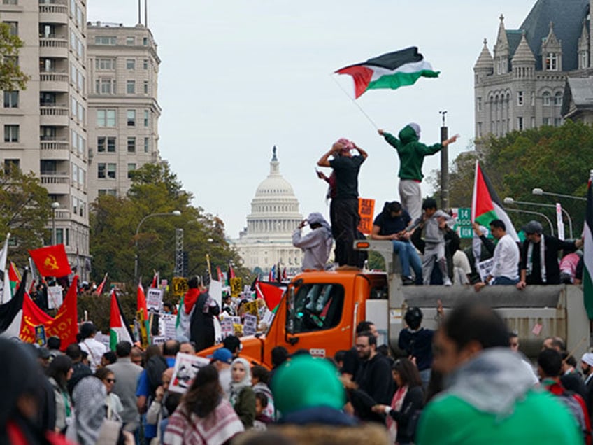 watch pro palestinian demonstrators call for intifada against israel in washington dc