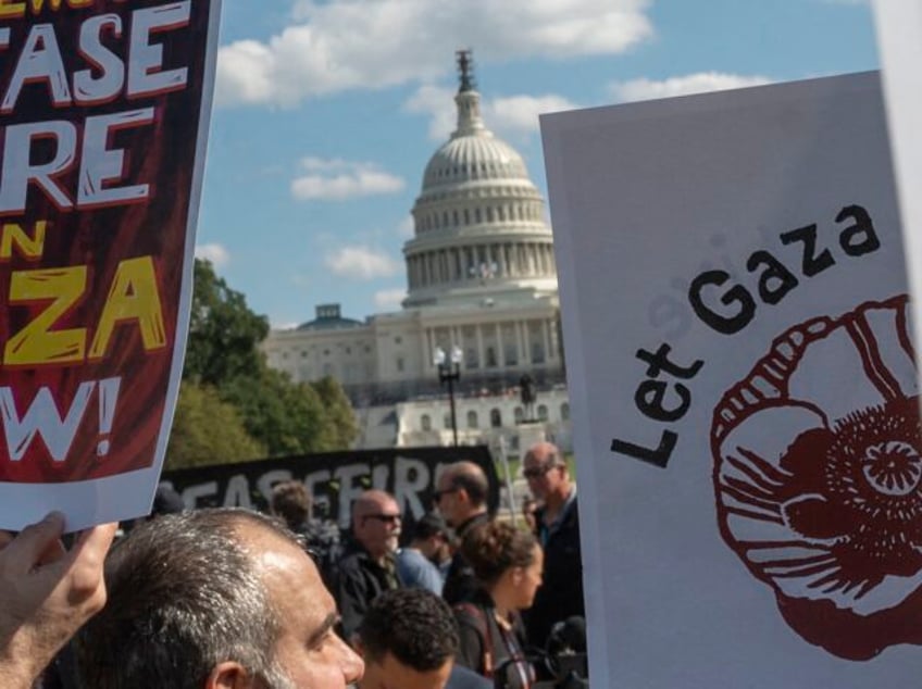 watch pro palestinian protesters stage insurrection in us capitol office building