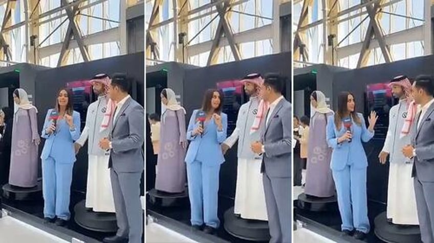 watch saudi ai robot gropes female reporter