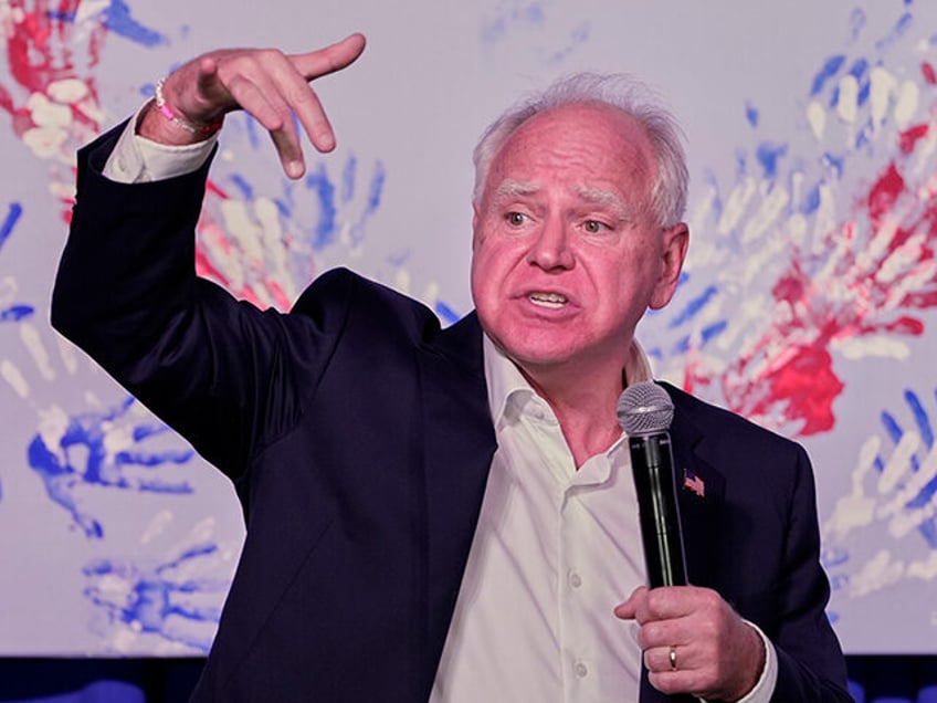 Democratic vice presidential candidate Minnesota Gov. Tim Walz speaks at the Whitewater Mu