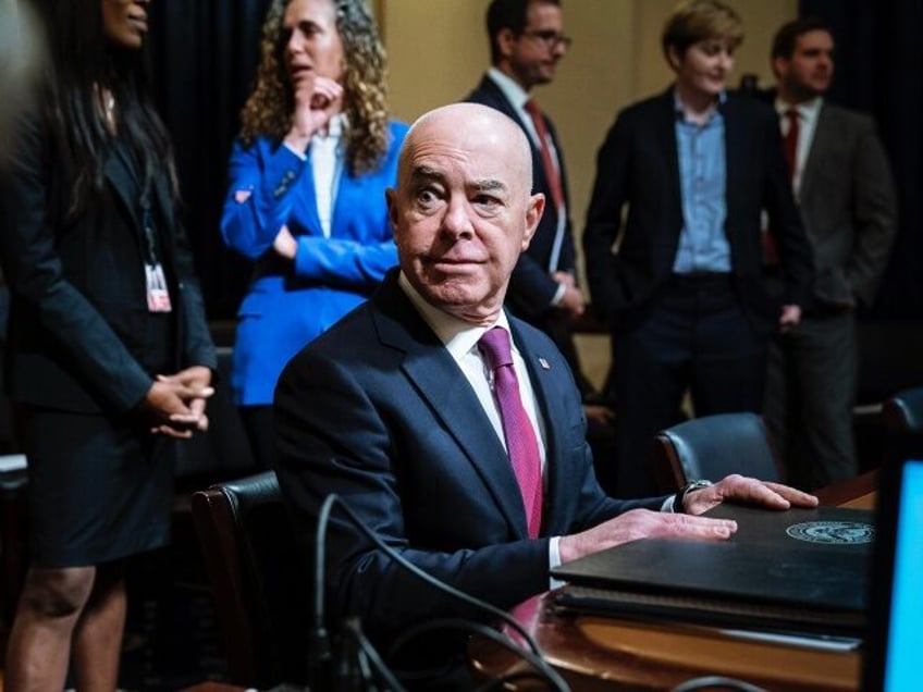 Washington, DC - November 15 : Secretary of Homeland Security Alejandro Mayorkas arrives to testify during a House Homeland Security Committee hearing on worldwide threats to the homeland on Capitol Hill on Wednesday, Nov. 15, 2023, in Washington, DC. (Photo by Jabin Botsford/The Washington Post via Getty Images)