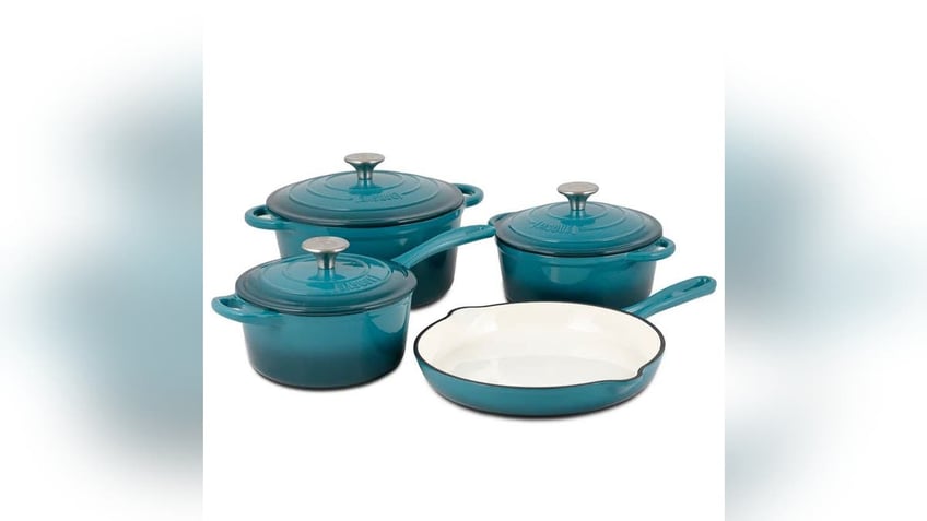 Basque’s hard-enameled cast iron cookware set is designed to withstand generations.